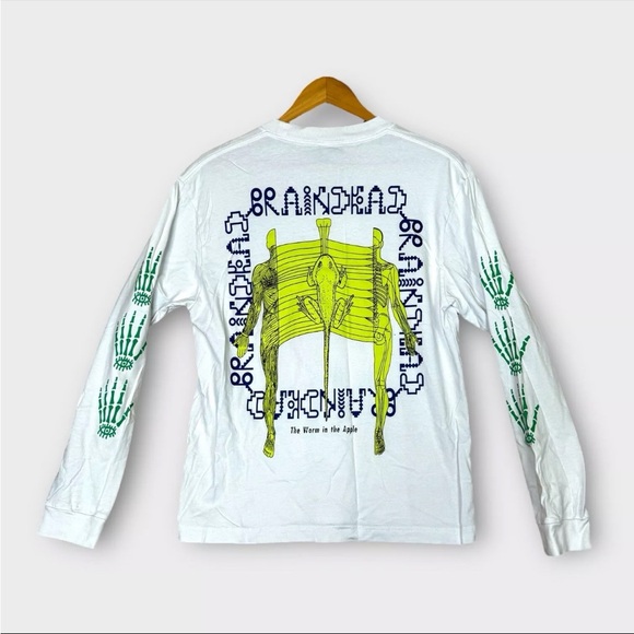 Brain Dead L/S T Shirt Worm in the Apple Double Sided Skate Mens Small White - Picture 1 of 12